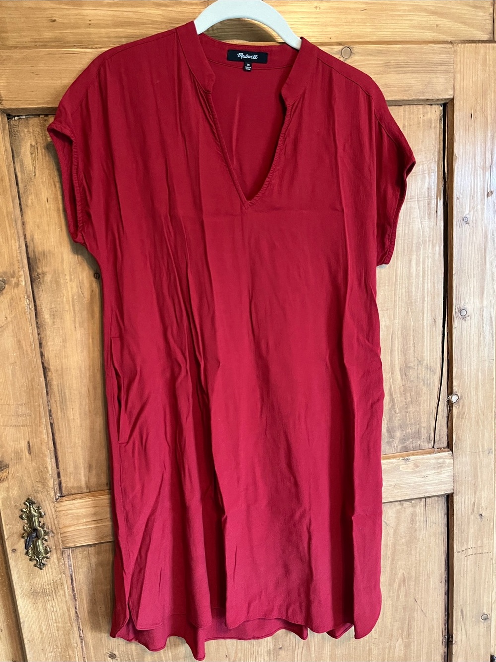 Madewell Crimson V-Neck Short Sleeve Tunic